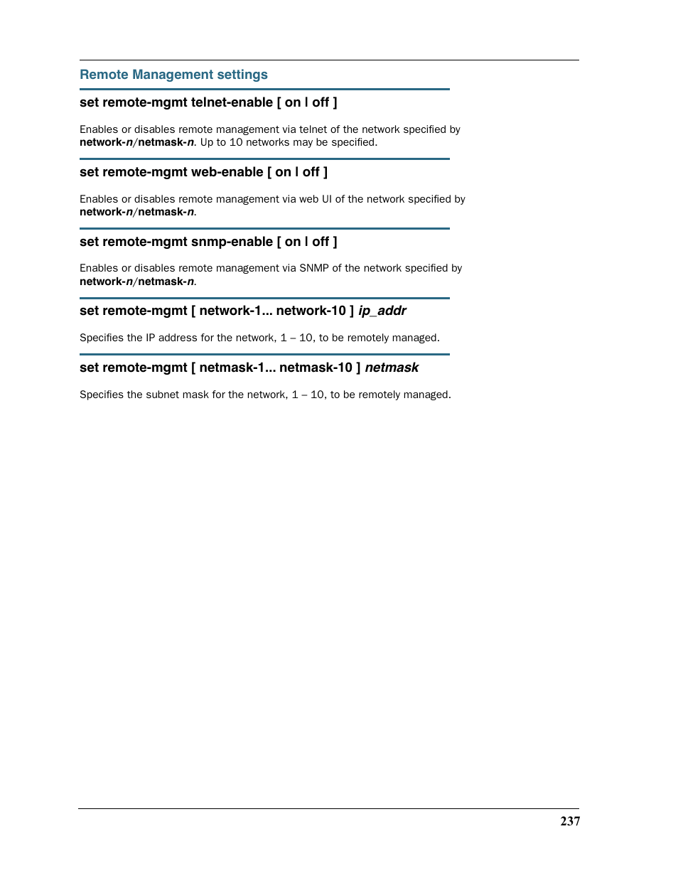 Remote management settings | Motorola 2200 User Manual | Page 237 / 262