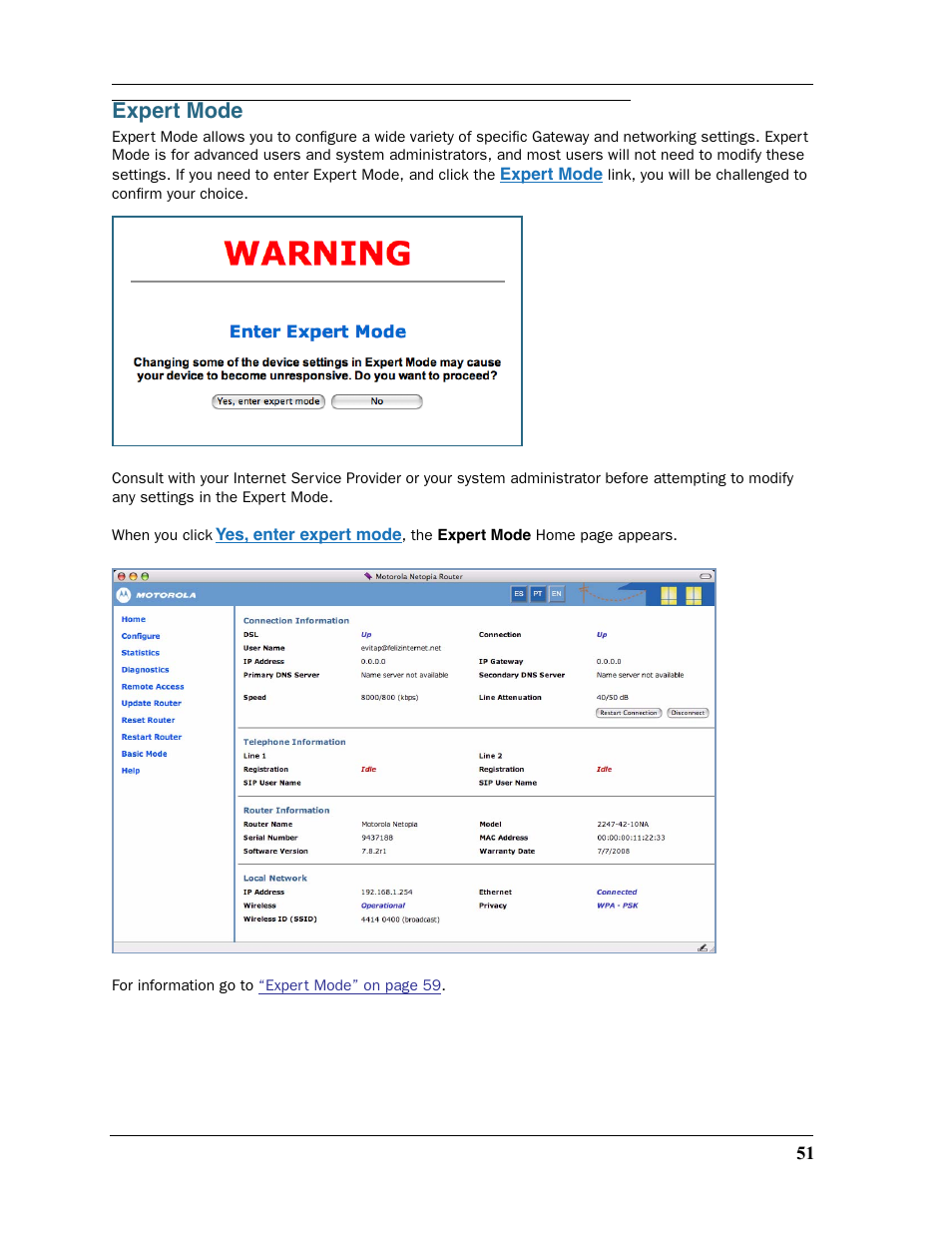 Expert mode | Motorola 2200 User Manual | Page 51 / 262