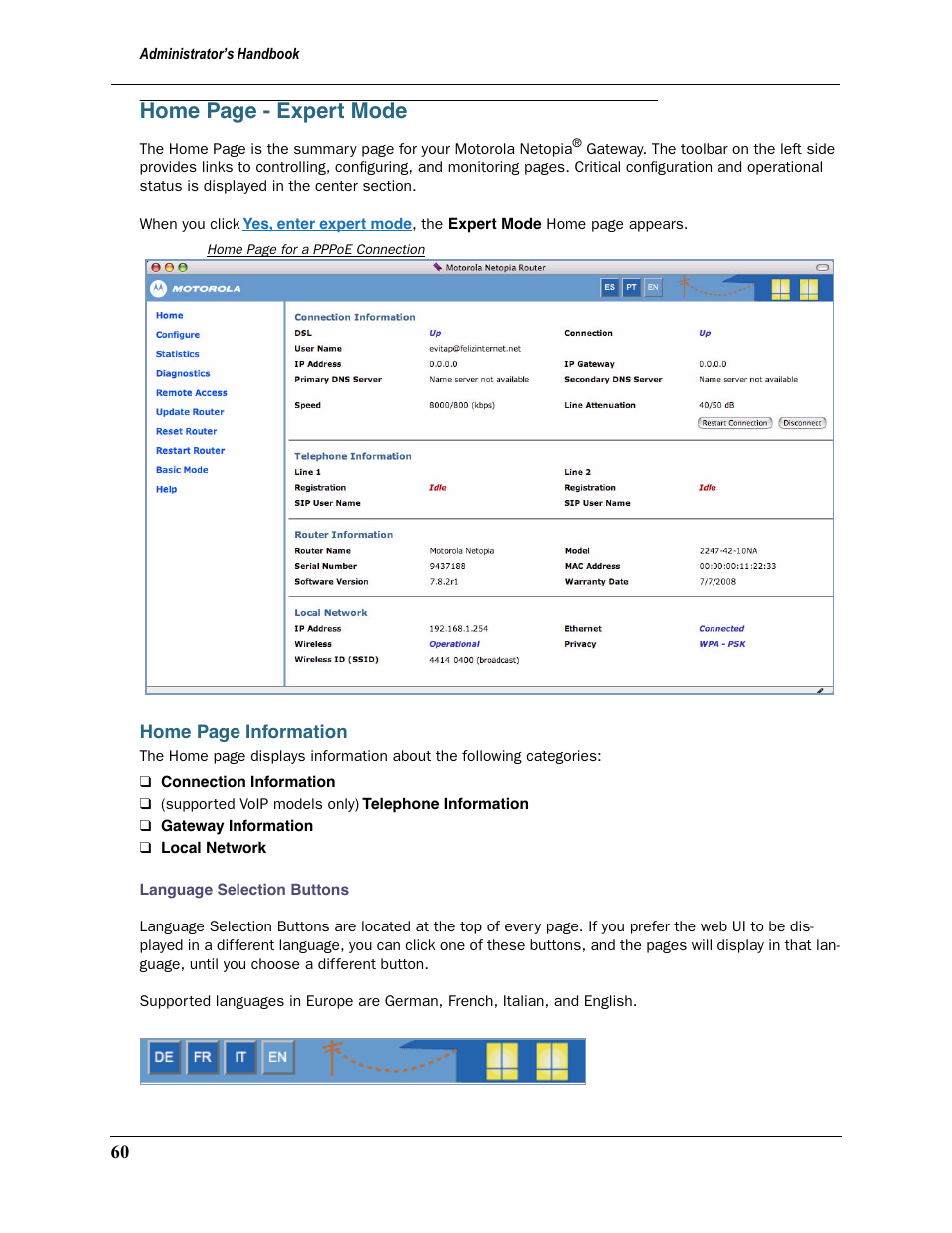 Home page - expert mode | Motorola 2200 User Manual | Page 60 / 262