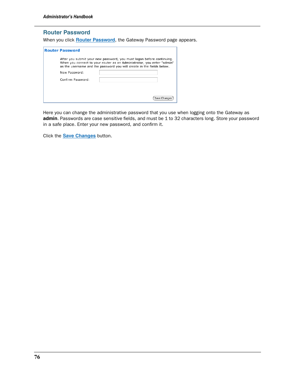 Router password | Motorola 2200 User Manual | Page 76 / 262