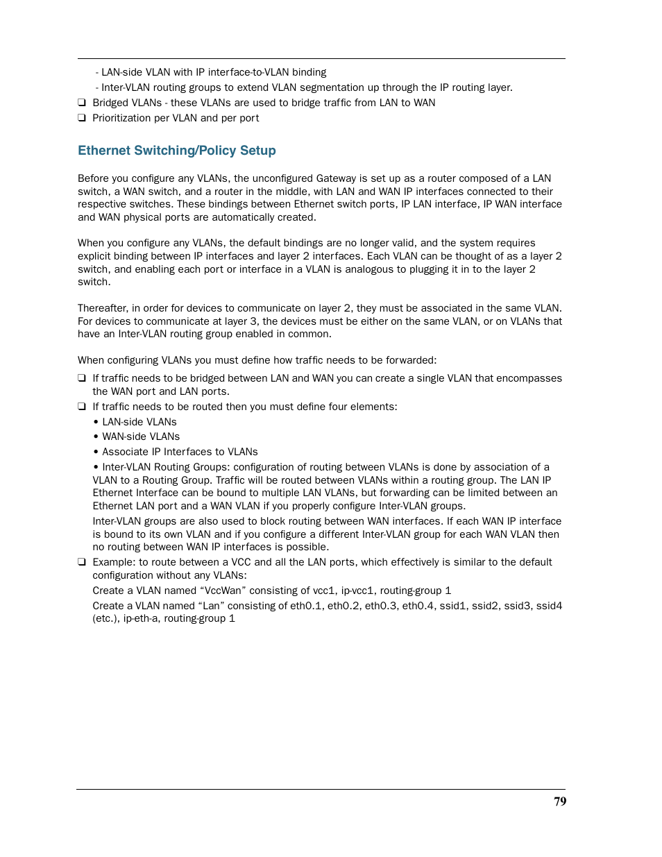 Ethernet switching/policy setup | Motorola 2200 User Manual | Page 79 / 262