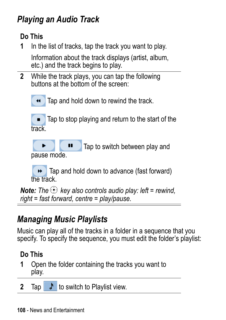 Playing an audio track managing music playlists | Motorola A925 User Manual | Page 108 / 146