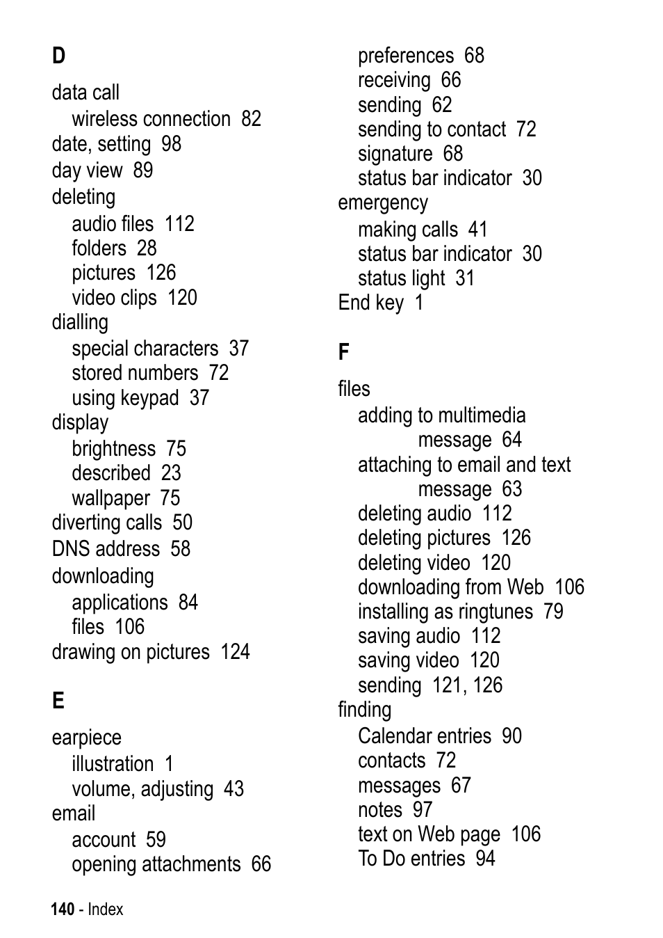 Motorola A925 User Manual | Page 140 / 146