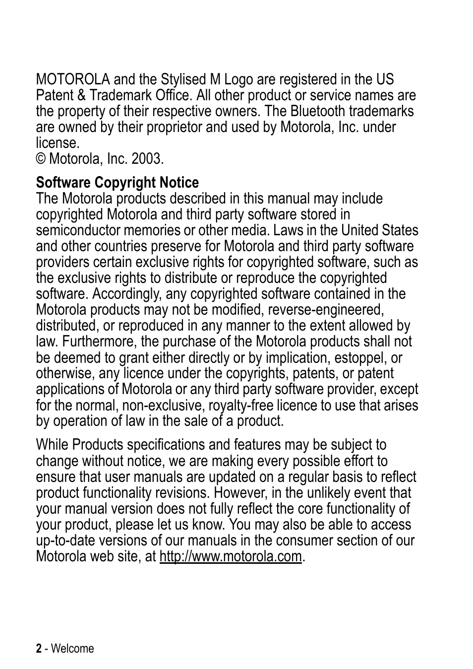 Motorola A925 User Manual | Page 2 / 146