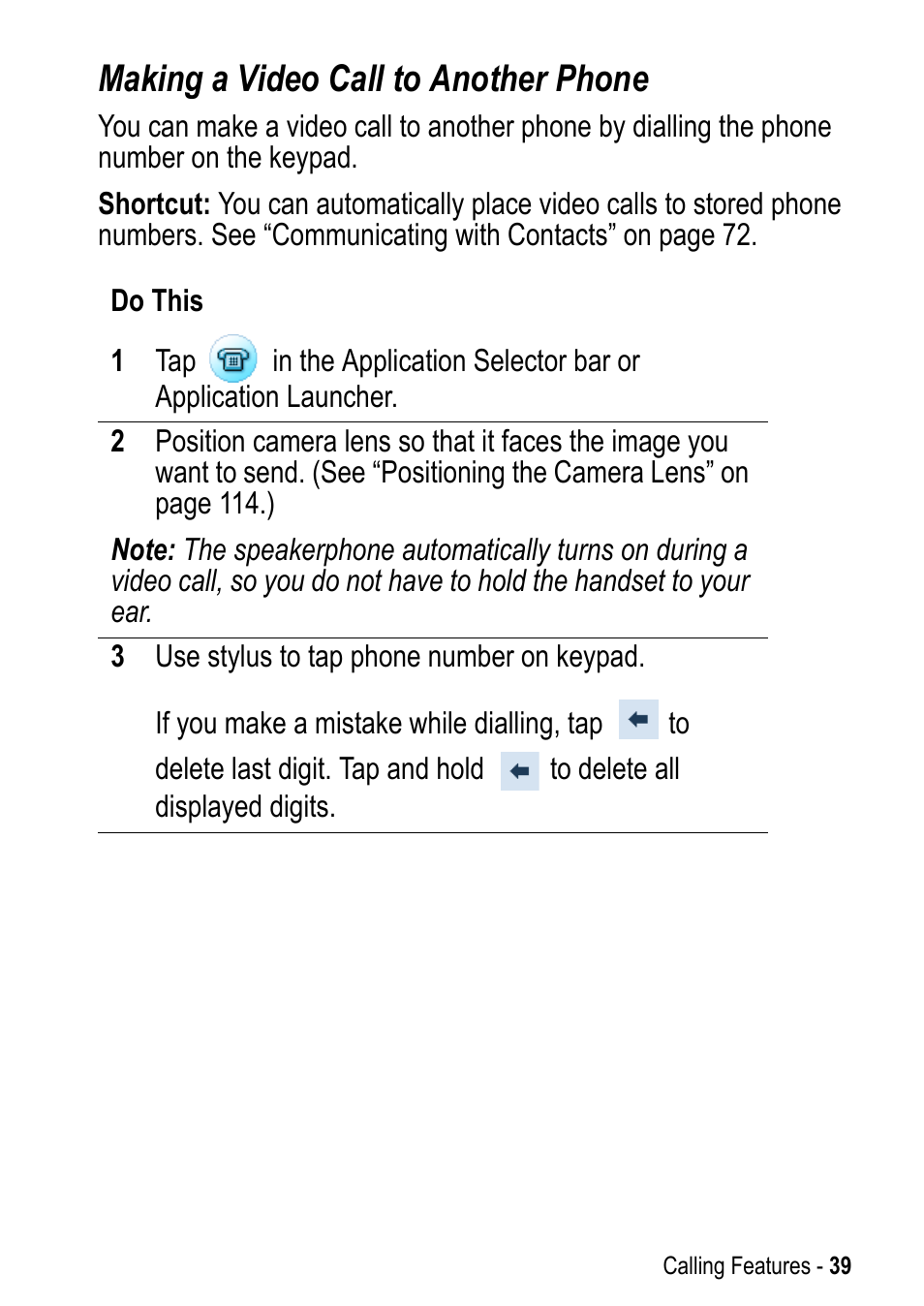 Making a video call to another phone | Motorola A925 User Manual | Page 39 / 146