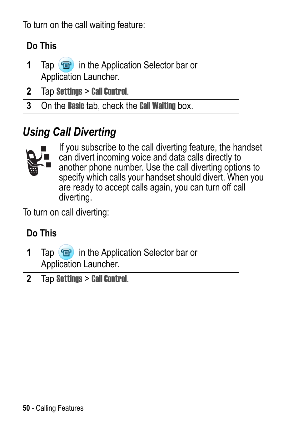 Using call diverting | Motorola A925 User Manual | Page 50 / 146