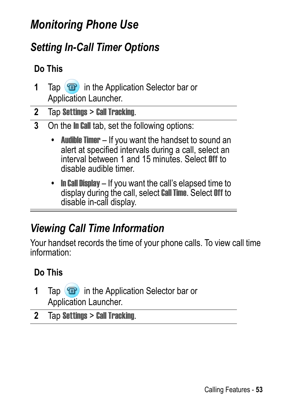 Monitoring phone use | Motorola A925 User Manual | Page 53 / 146