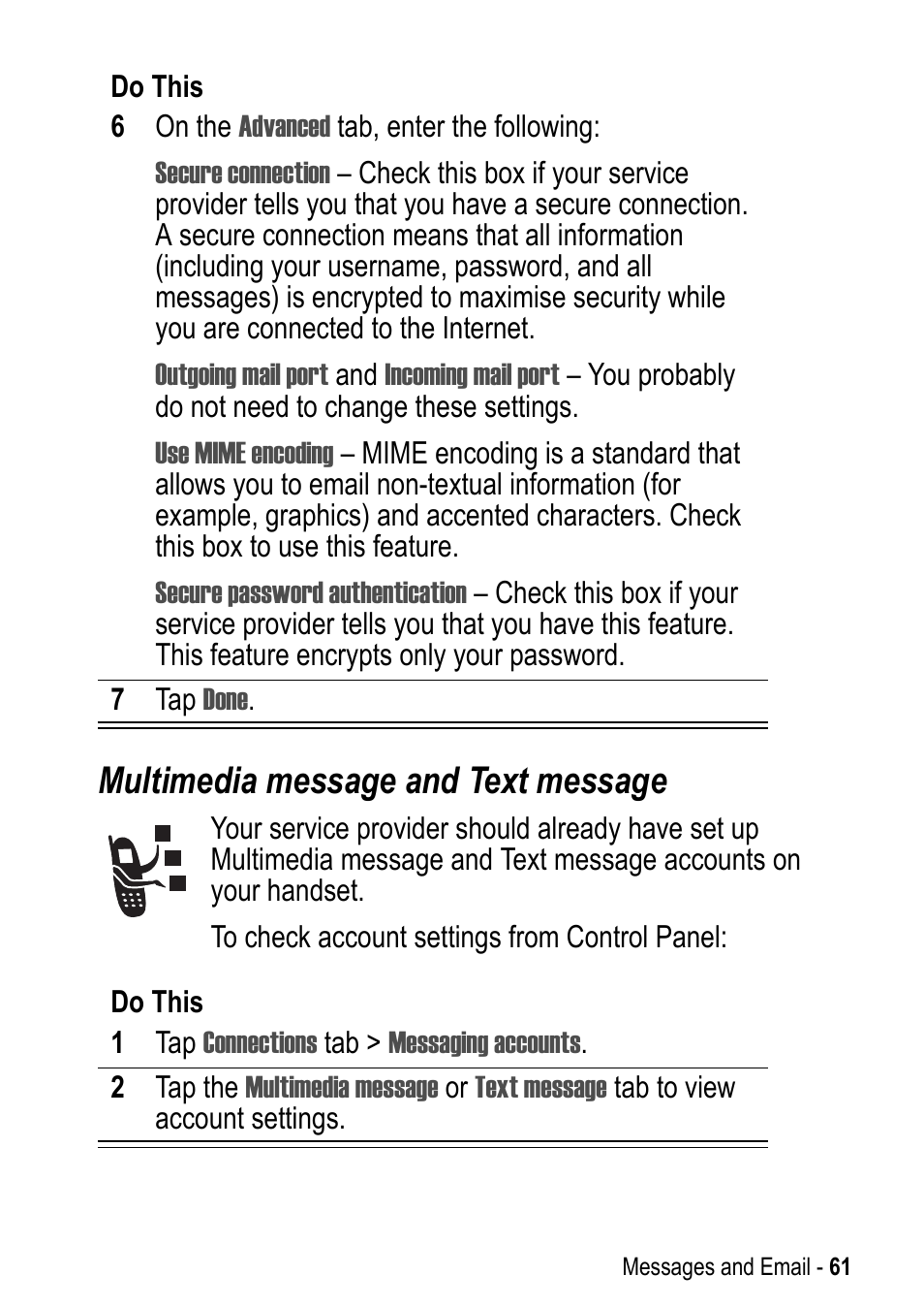 Multimedia message and text message | Motorola A925 User Manual | Page 61 / 146