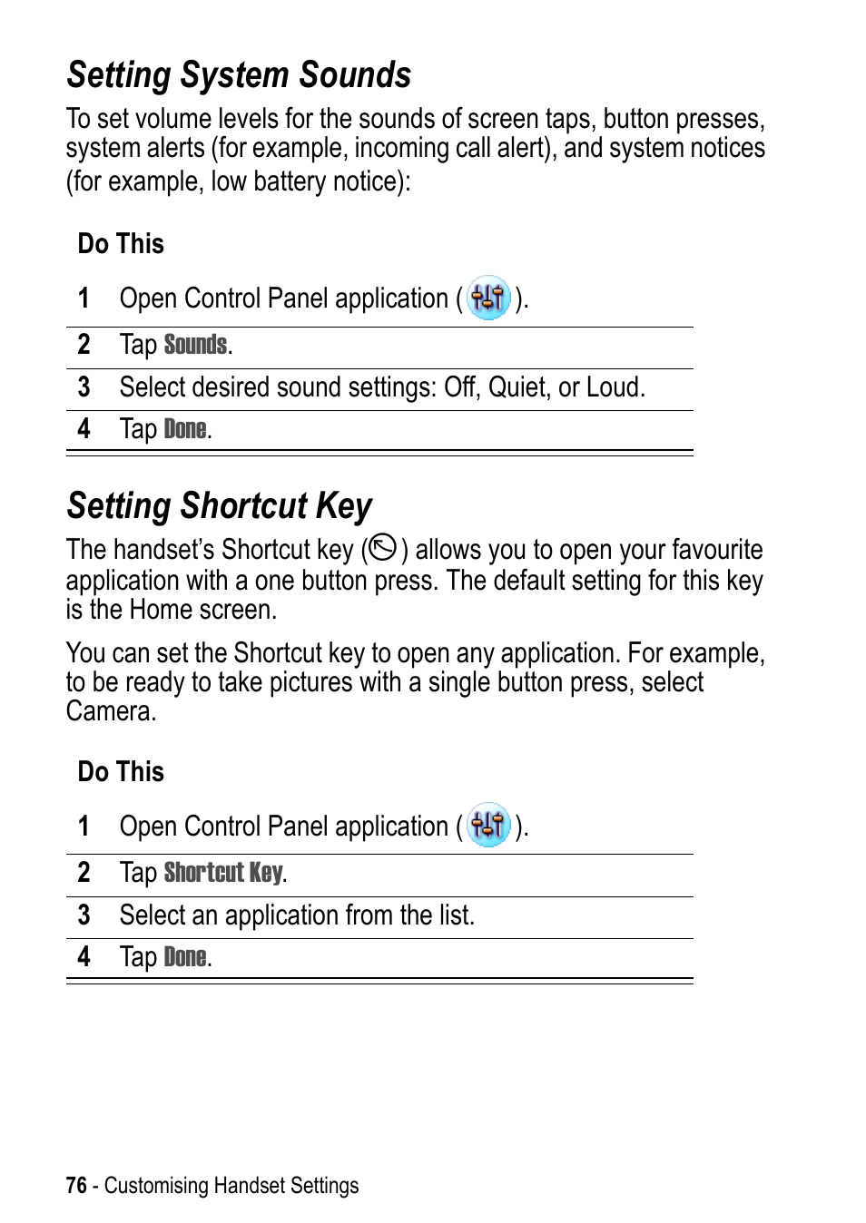 Setting system sounds, Setting shortcut key, Setting system sounds setting shortcut key | Motorola A925 User Manual | Page 76 / 146