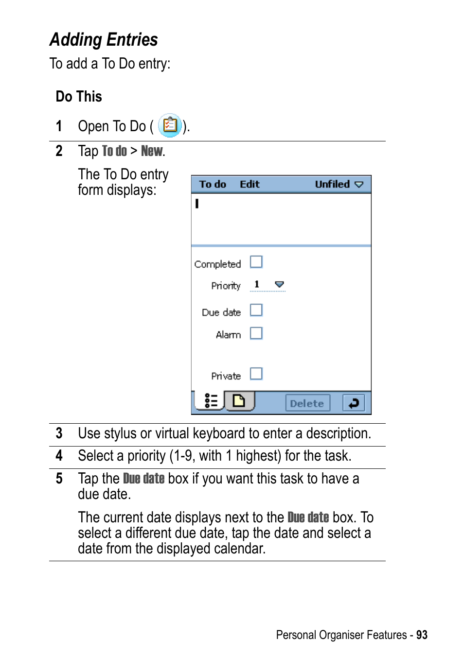 Adding entries | Motorola A925 User Manual | Page 93 / 146