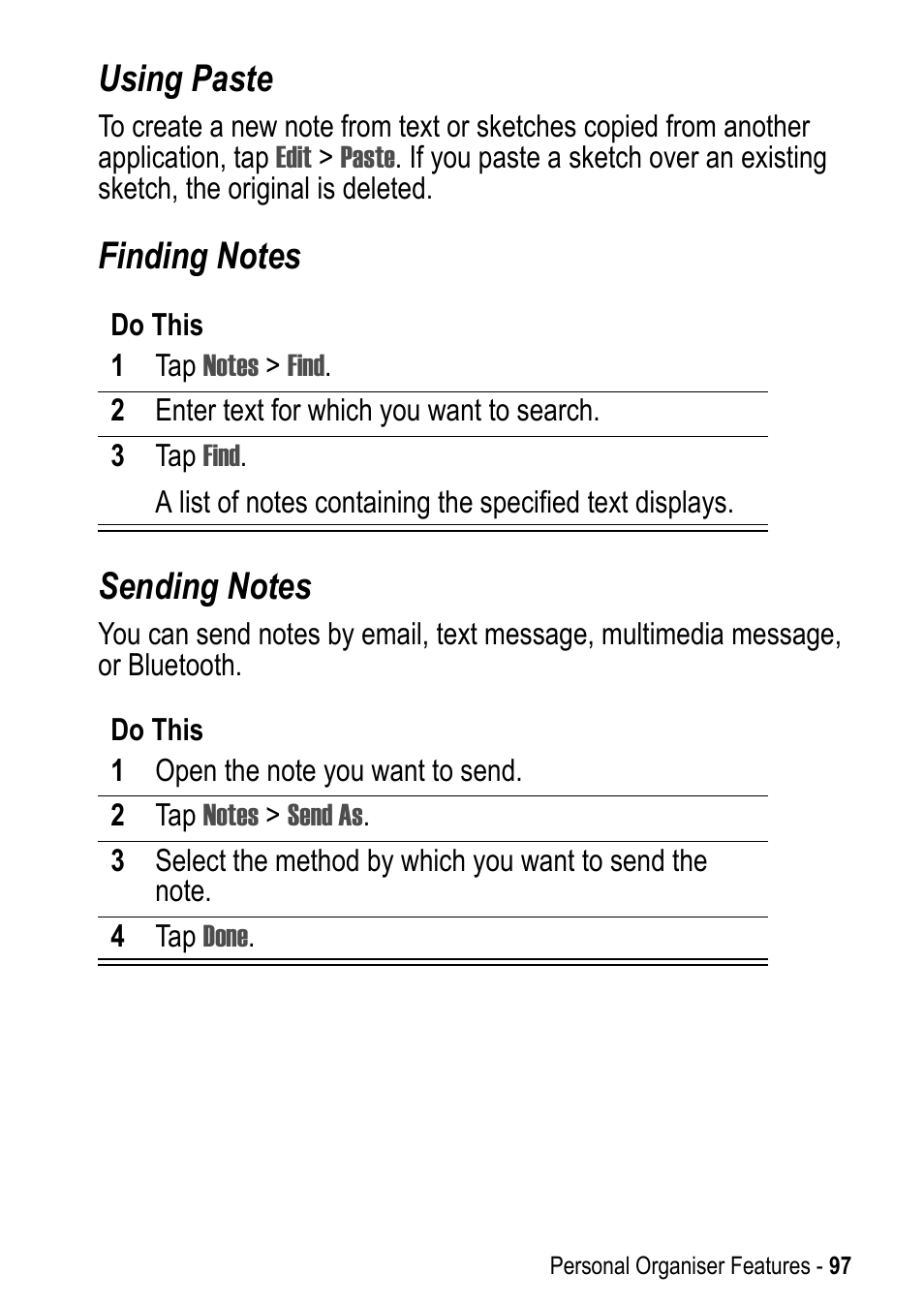 Using paste | Motorola A925 User Manual | Page 97 / 146