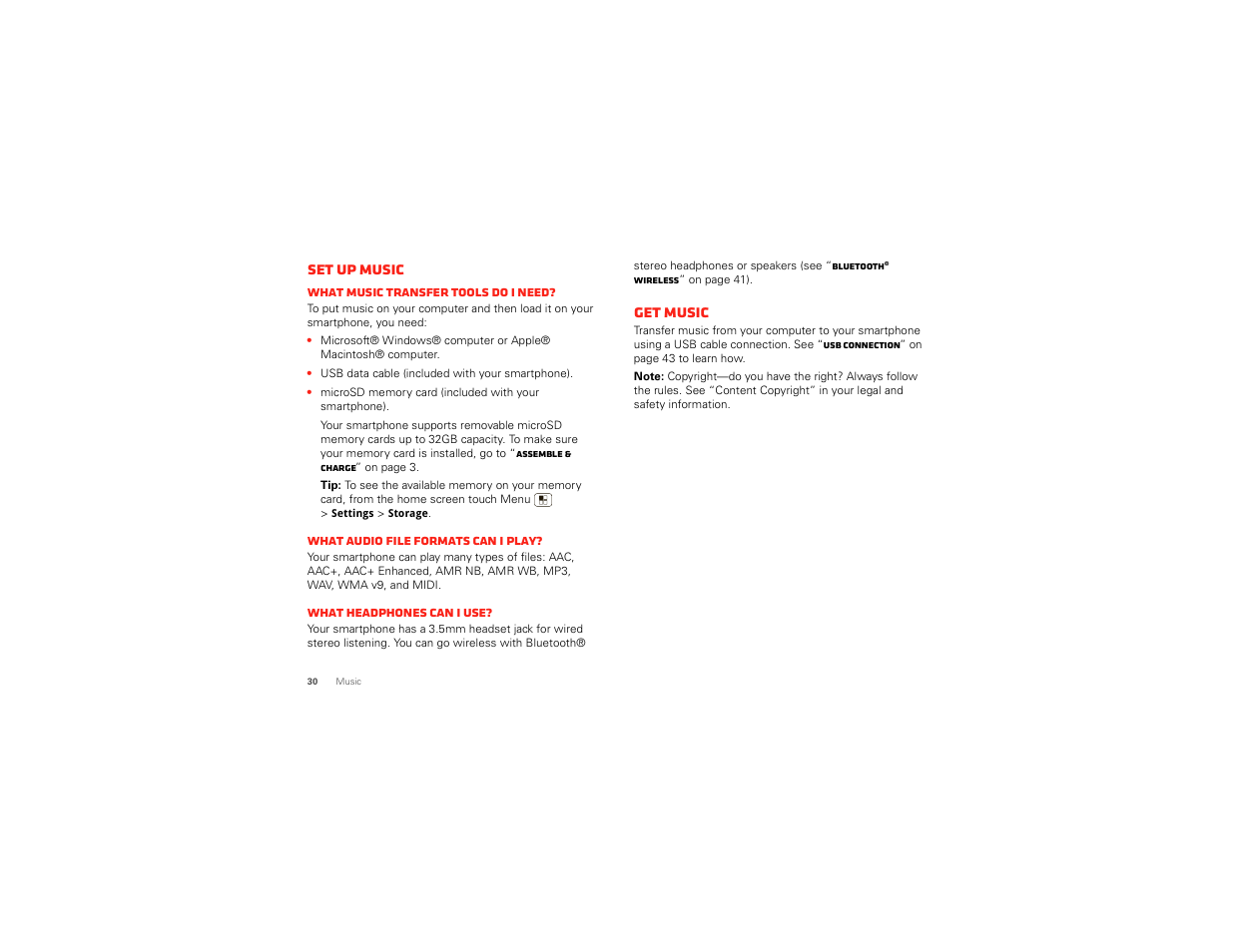 Set up music, Get music | Motorola DROID BIONIC XT875 User Manual | Page 32 / 68
