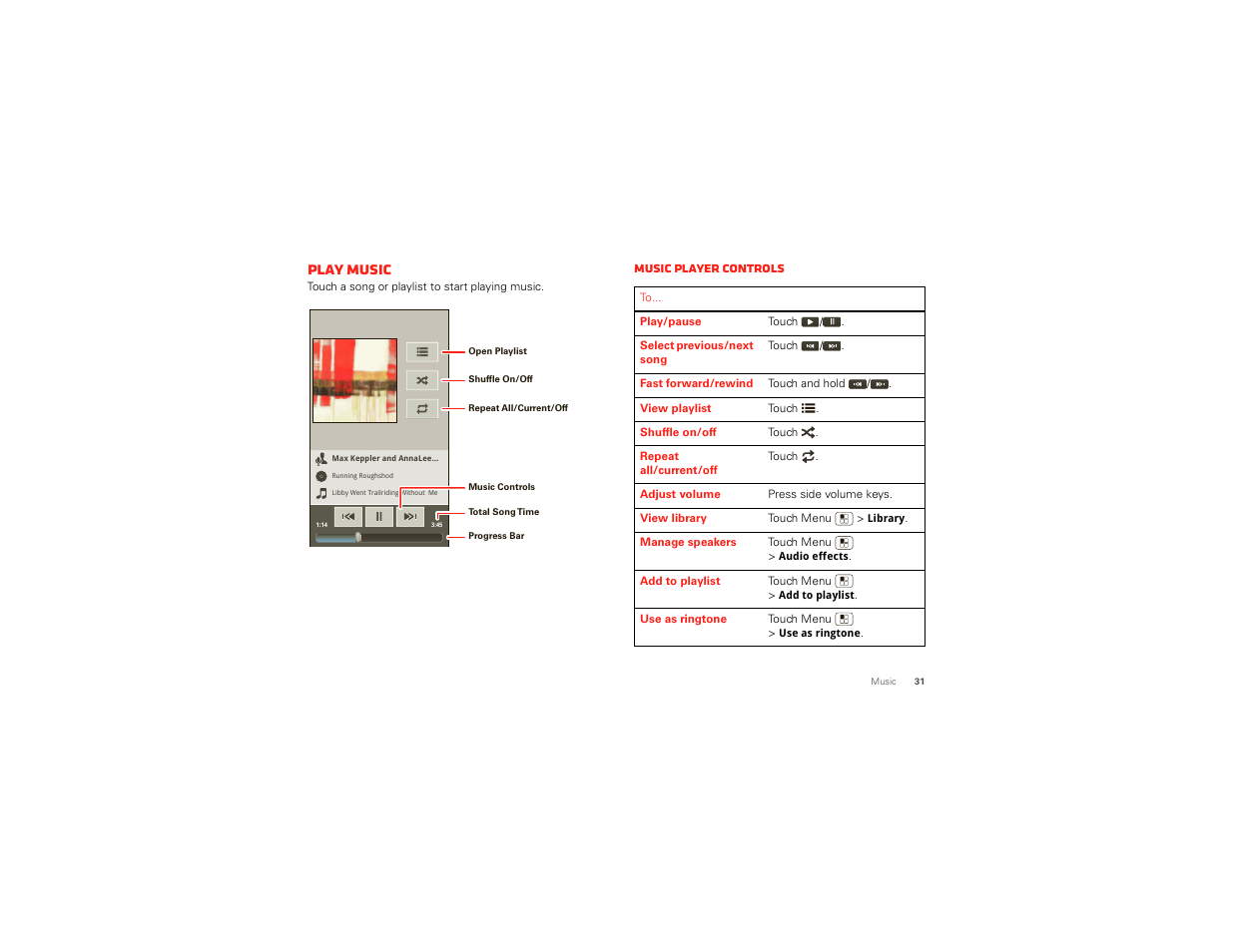 Play music | Motorola DROID BIONIC XT875 User Manual | Page 33 / 68
