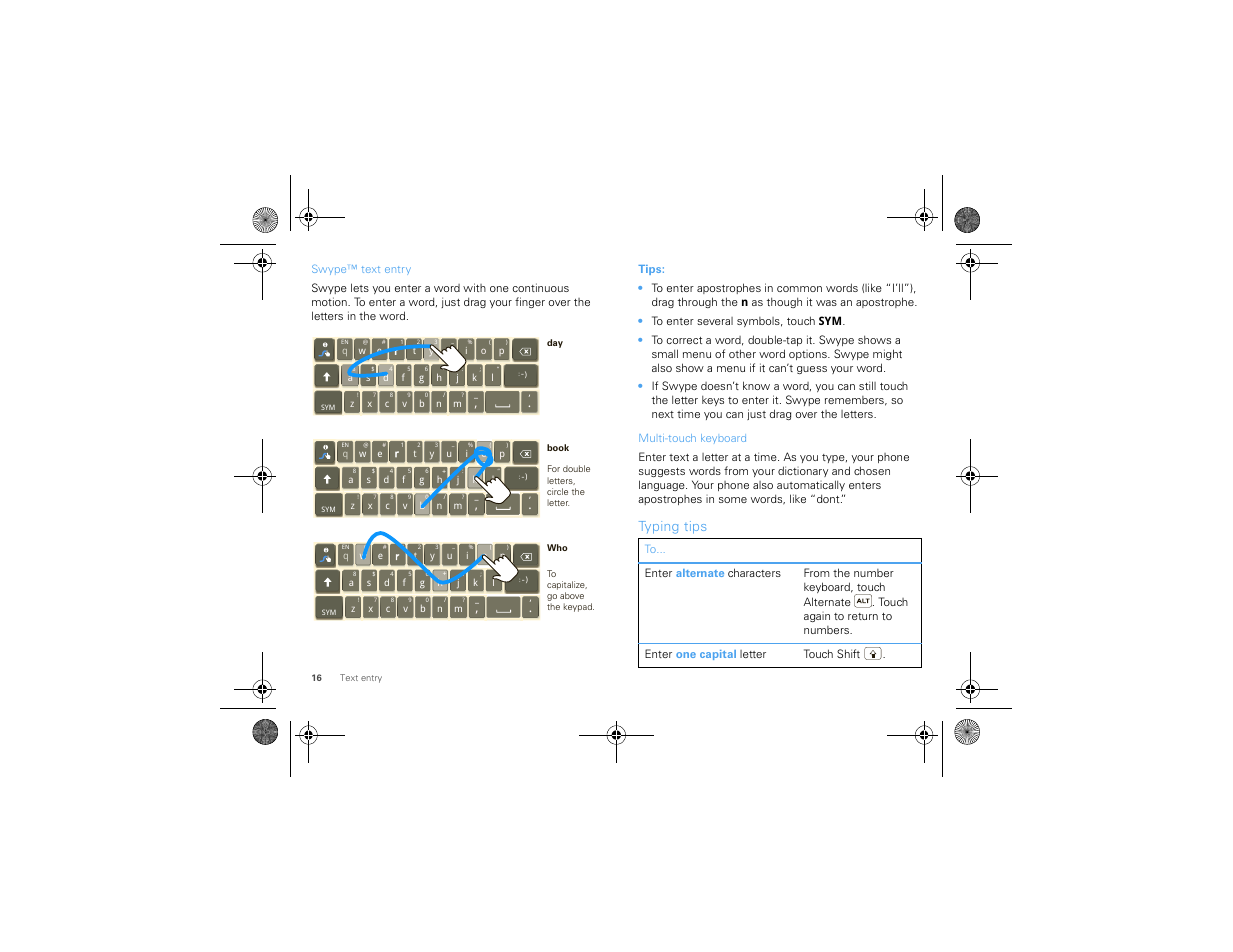 Typing tips | Motorola 68000202880-A User Manual | Page 18 / 68