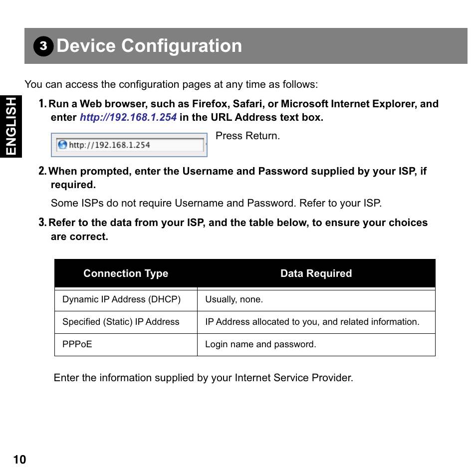 Device configuration, English | Motorola Netopia Gigabit Gateway 2108-D9/N9 User Manual | Page 10 / 18