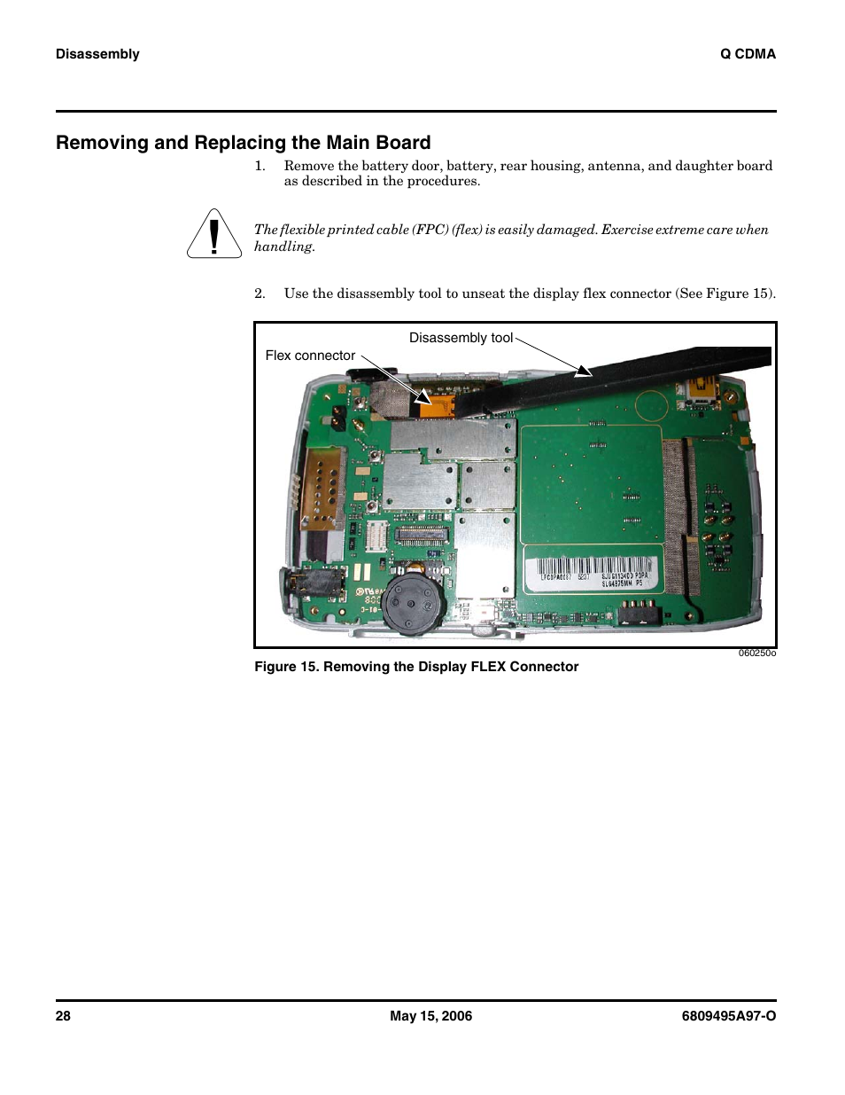 Removing and replacing the main board | Motorola CDMA 800/1900 MHz User Manual | Page 28 / 48