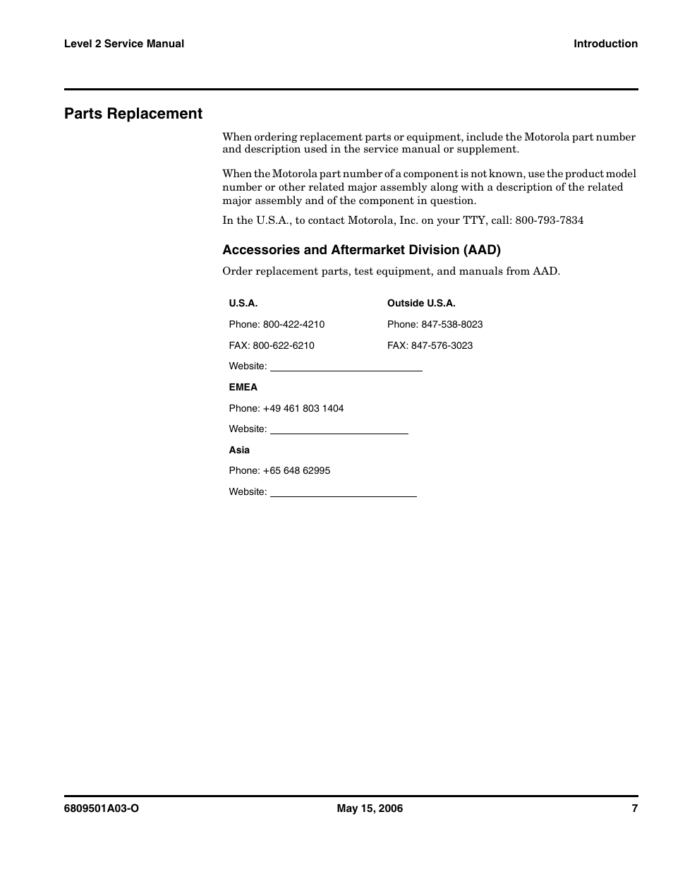 Parts replacement | Motorola CDMA 800/1900 MHz User Manual | Page 7 / 48