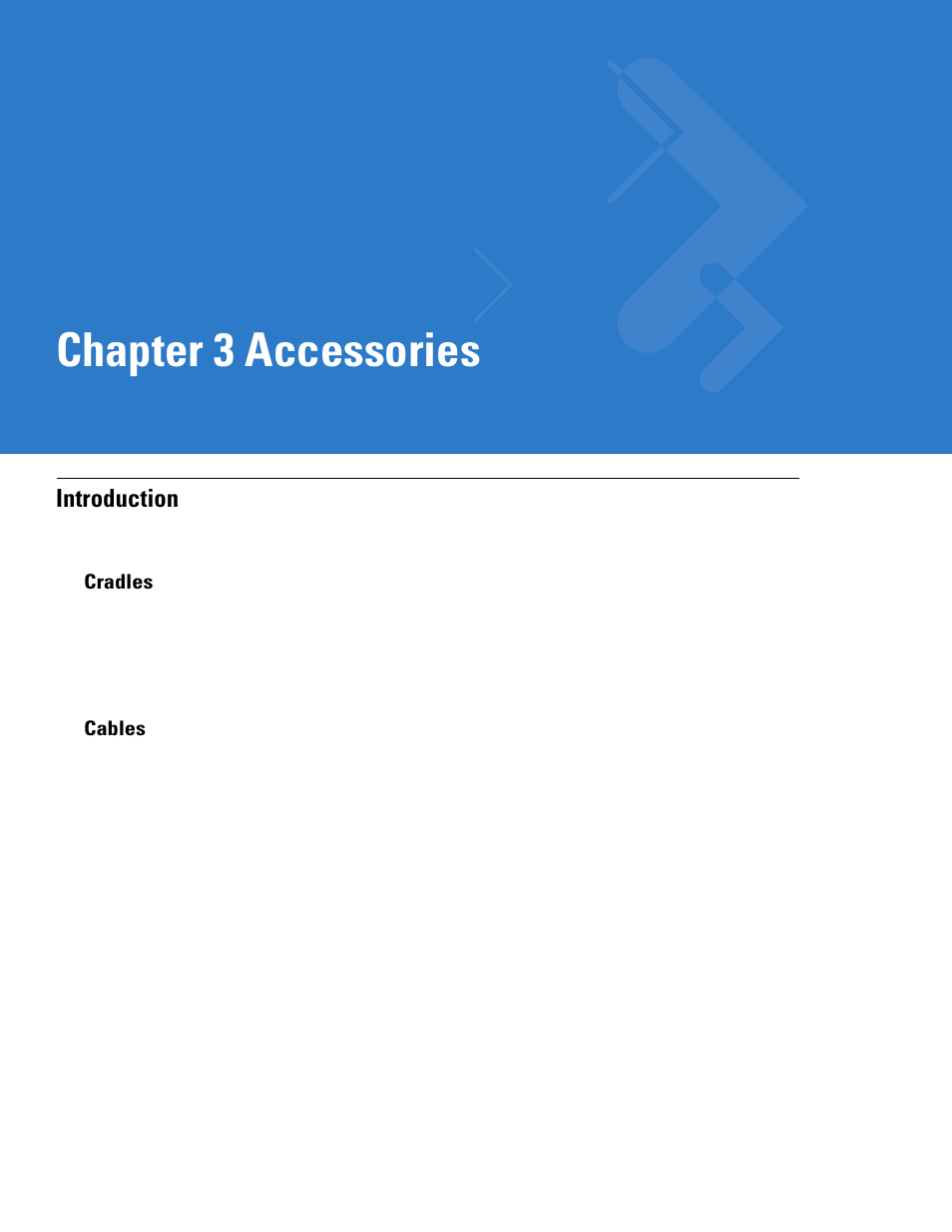 Accessories, Introduction, Cradles | Cables, Chapter 3: accessories, Introduction -1, Cradles -1 cables -1, Chapter 3, accessories, Describ, Chapter 3 accessories | Motorola MC1000 User Manual | Page 39 / 70