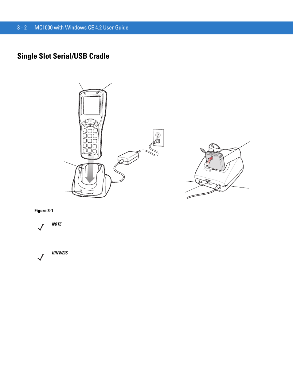 Single slot serial/usb cradle, Single slot serial/usb cradle -2 | Motorola MC1000 User Manual | Page 40 / 70