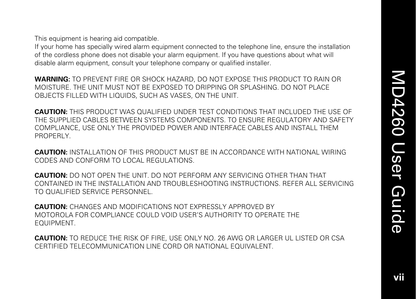 Md4260 user guide | Motorola MD4260 User Manual | Page 10 / 48