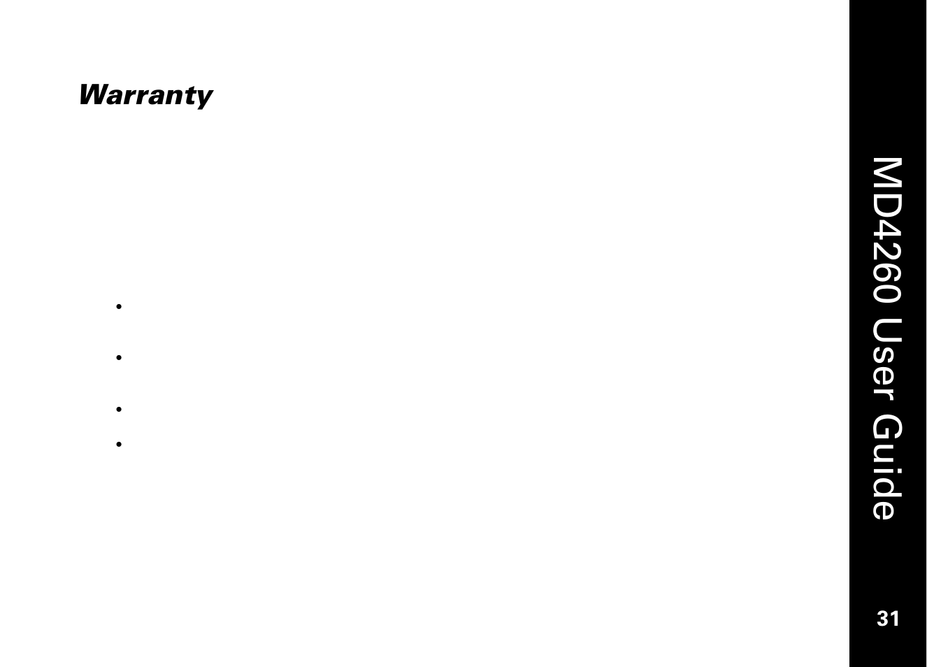 Warranty, Md4260 user guide | Motorola MD4260 User Manual | Page 44 / 48