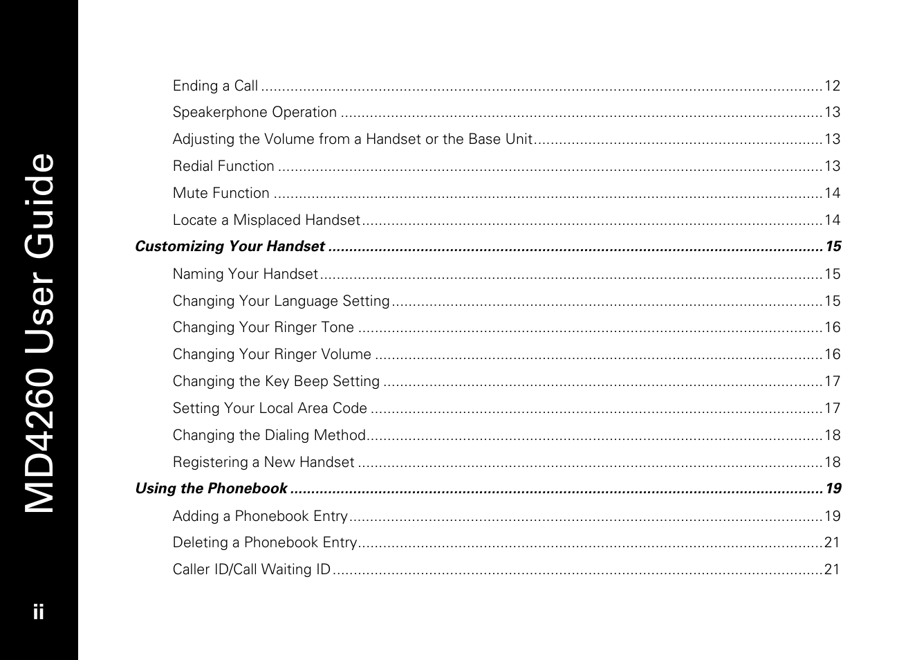 Md4260 user guide | Motorola MD4260 User Manual | Page 5 / 48