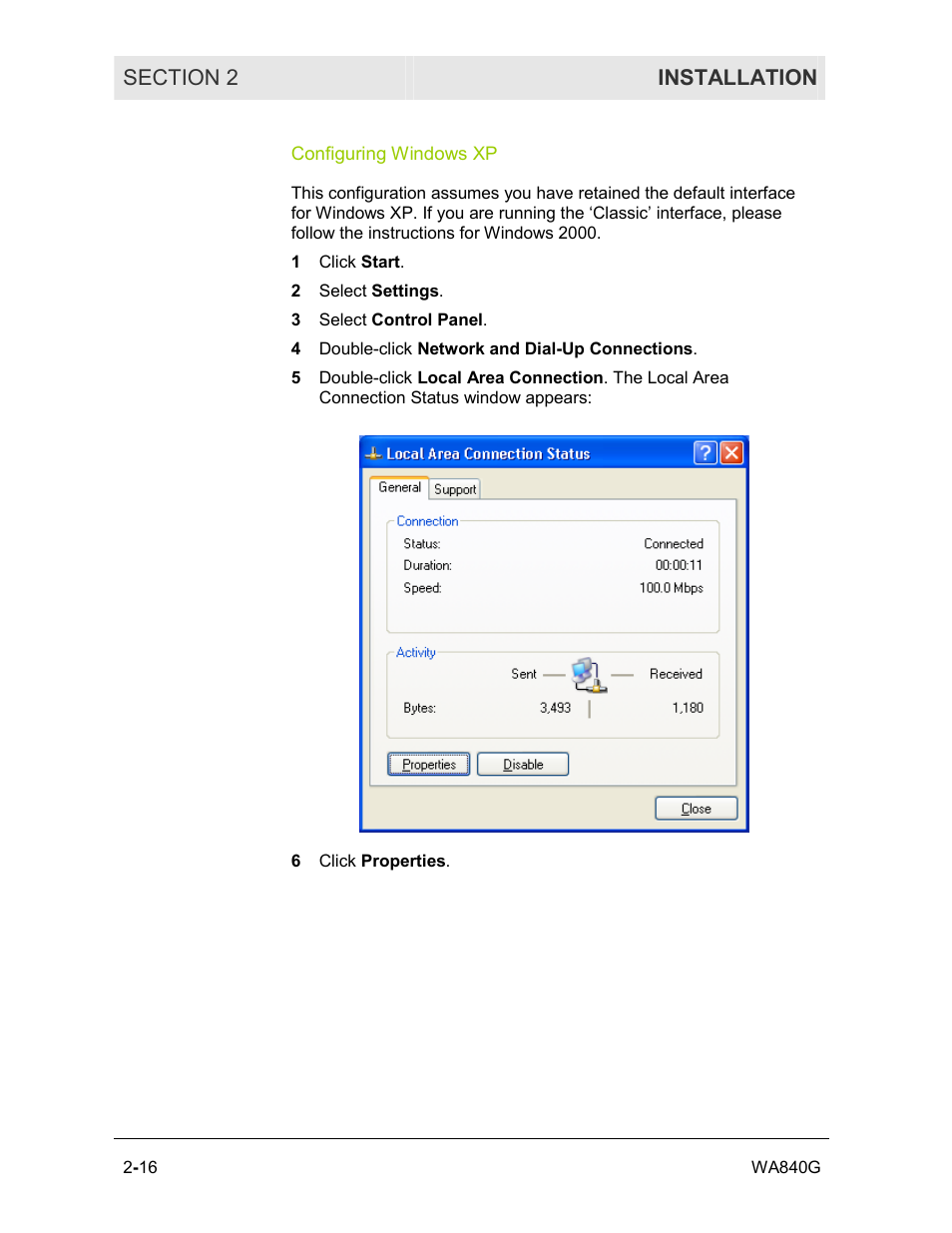 Configuring windows xp | Motorola WA840G User Manual | Page 33 / 77
