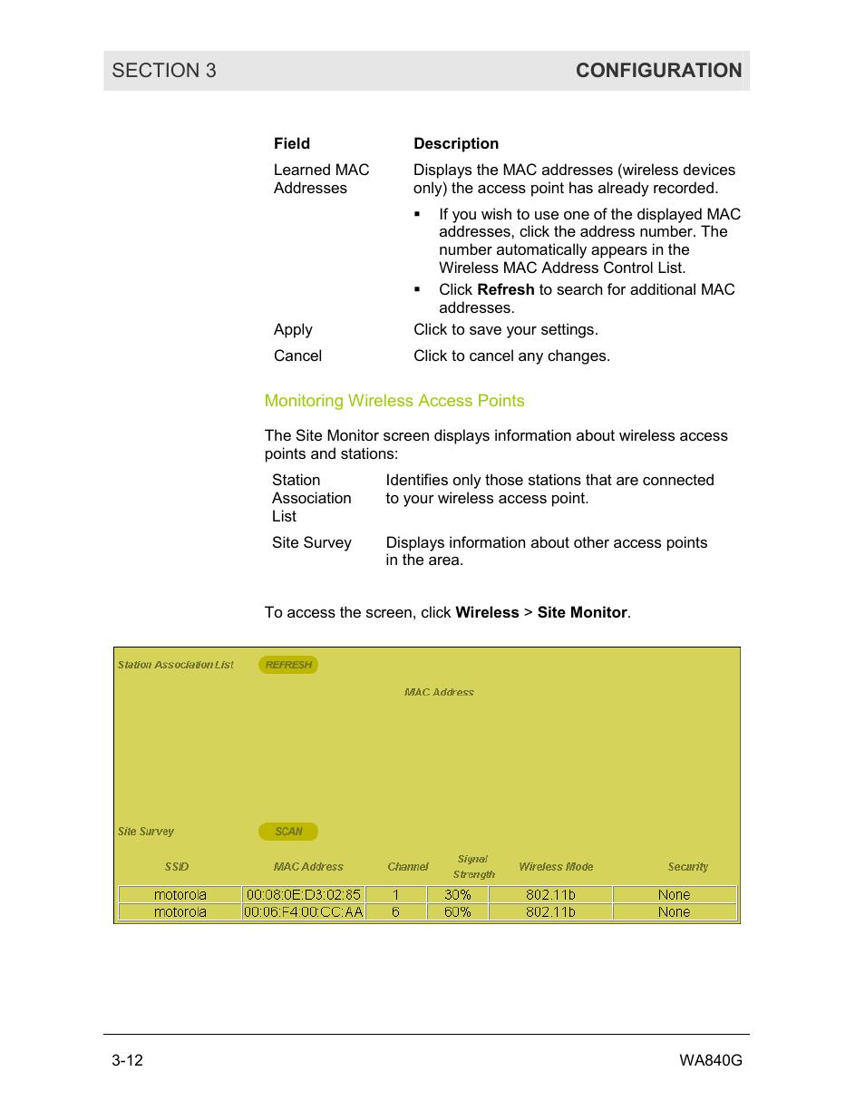 Monitoring wireless access points | Motorola WA840G User Manual | Page 49 / 77