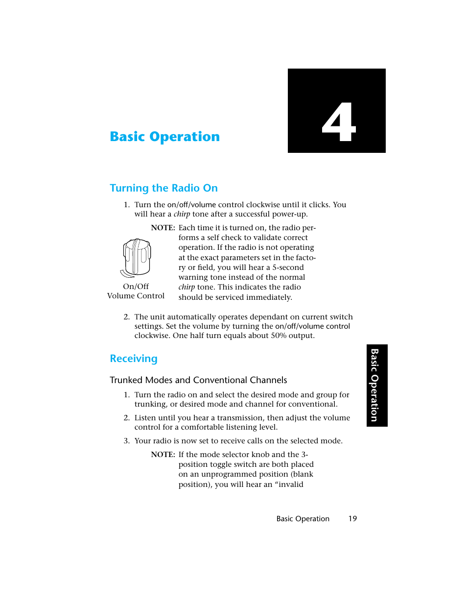 Basic operation | Motorola H01UCC6DU3AN User Manual | Page 20 / 49