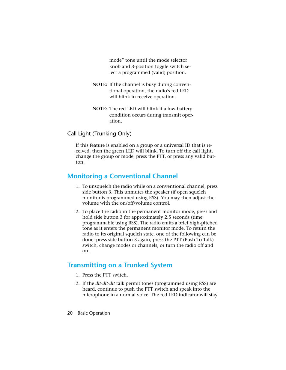 Monitoring a conventional channel, Transmitting on a trunked system | Motorola H01UCC6DU3AN User Manual | Page 21 / 49