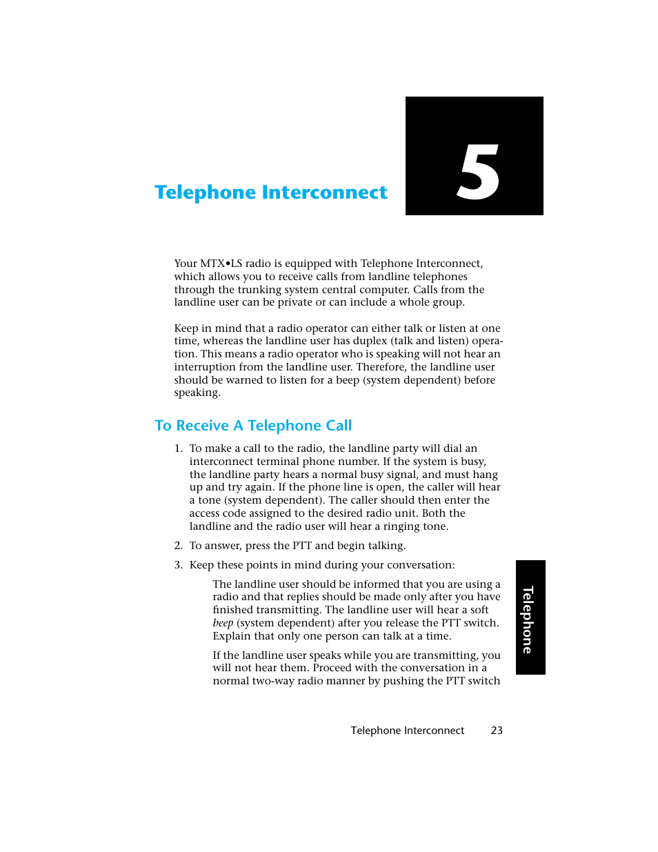 Telephone interconnect | Motorola H01UCC6DU3AN User Manual | Page 24 / 49