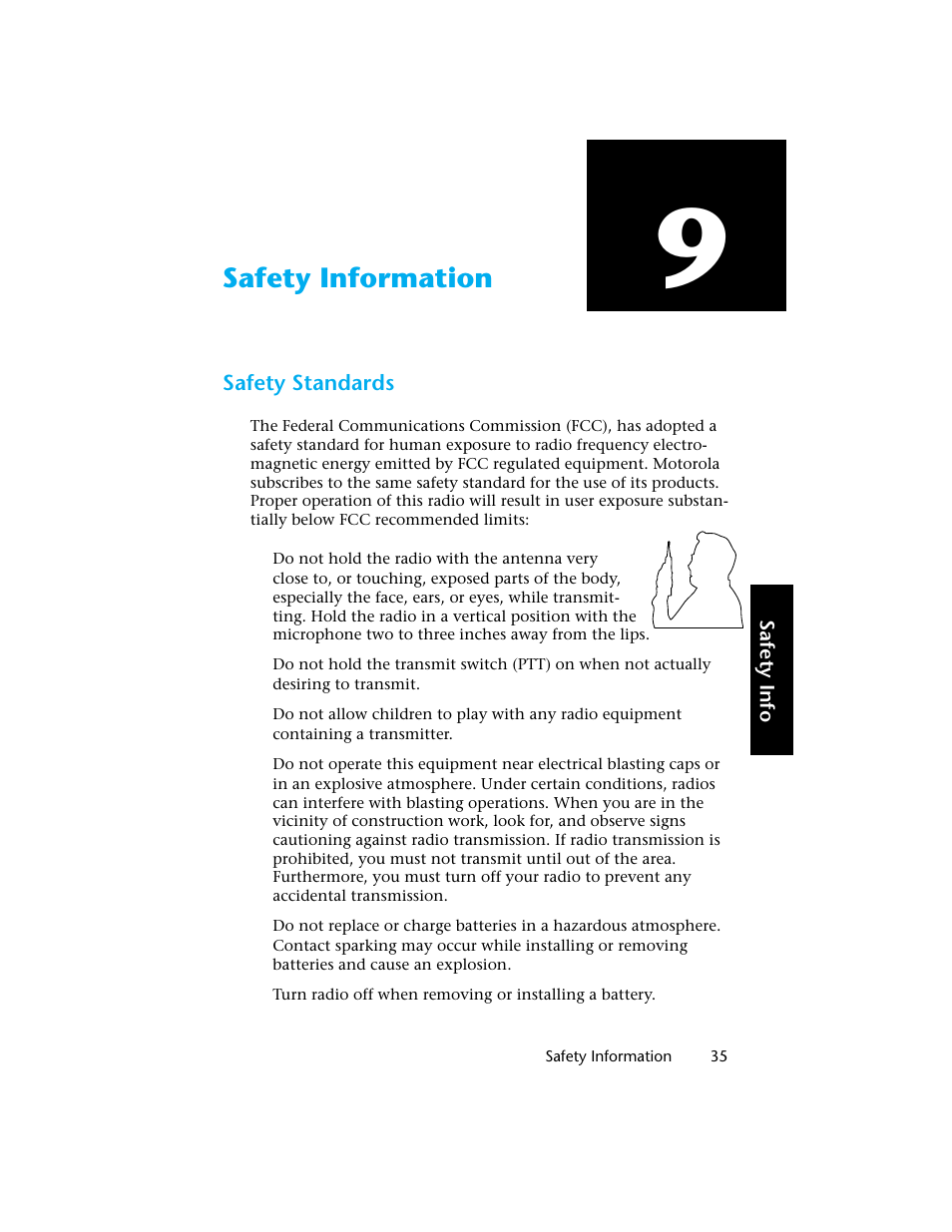 Safety information | Motorola H01UCC6DU3AN User Manual | Page 36 / 49