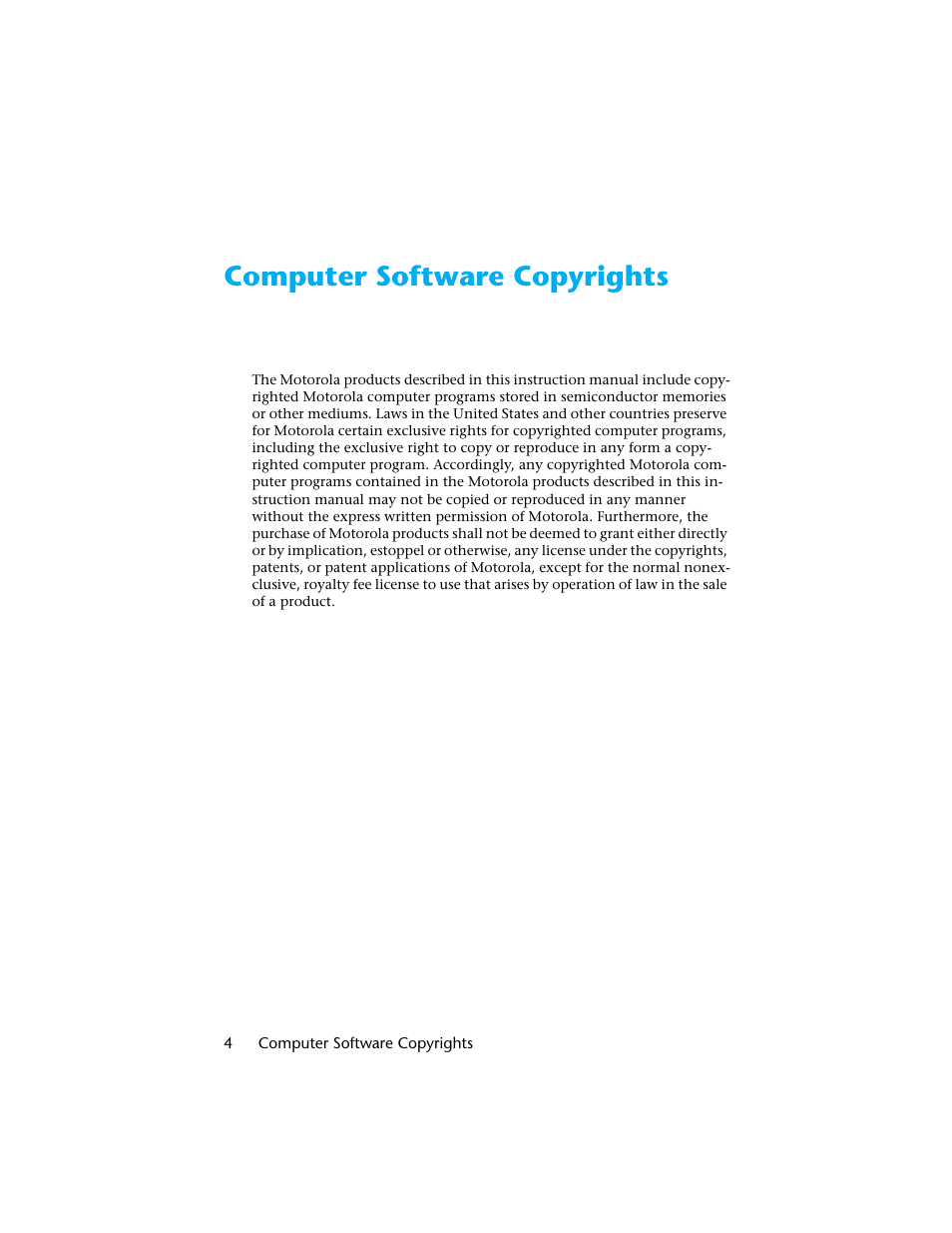 Computer software copyrights | Motorola H01UCC6DU3AN User Manual | Page 5 / 49