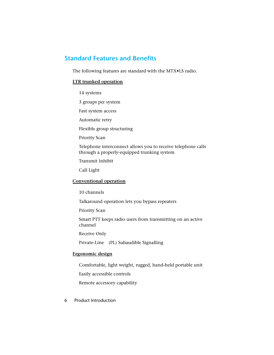 Standard features and benefits | Motorola H01UCC6DU3AN User Manual | Page 7 / 49