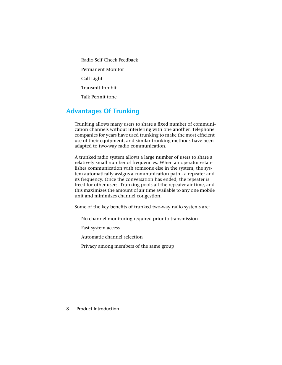 Advantages of trunking | Motorola H01UCC6DU3AN User Manual | Page 9 / 49