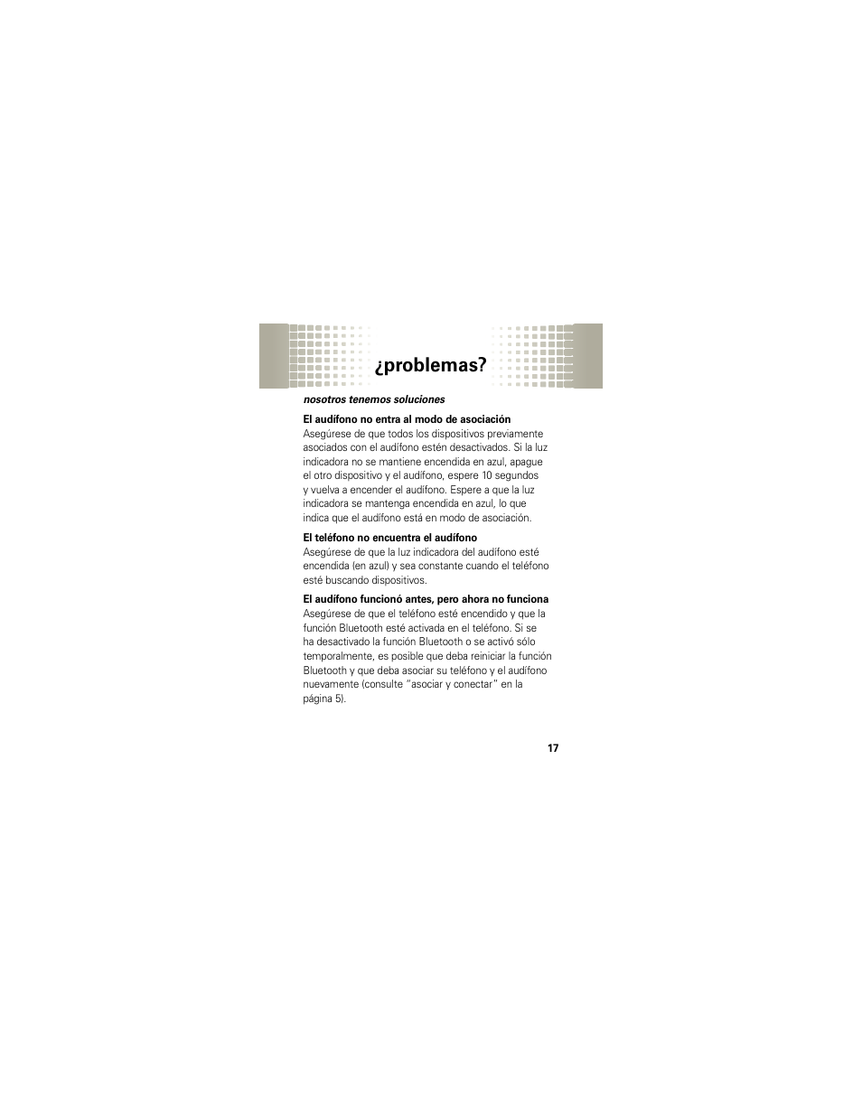Problemas | Motorola H720 User Manual | Page 48 / 100
