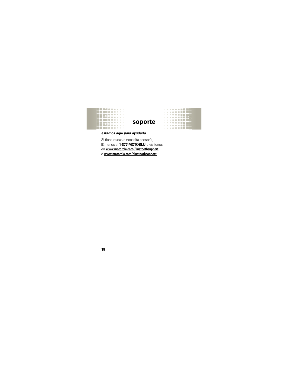 Soporte | Motorola H720 User Manual | Page 49 / 100