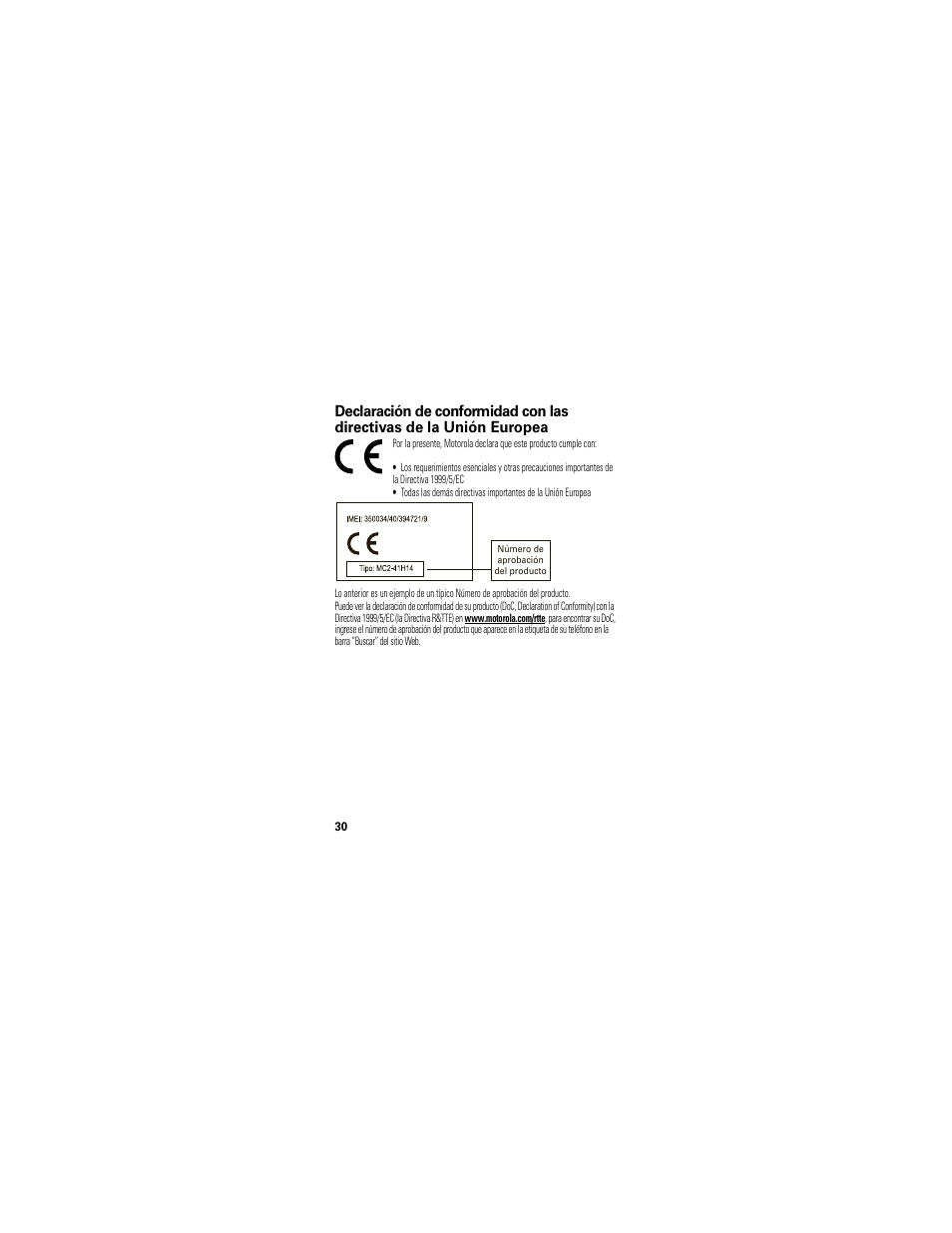 Declaración de conformidad de la unión europea | Motorola H720 User Manual | Page 61 / 100