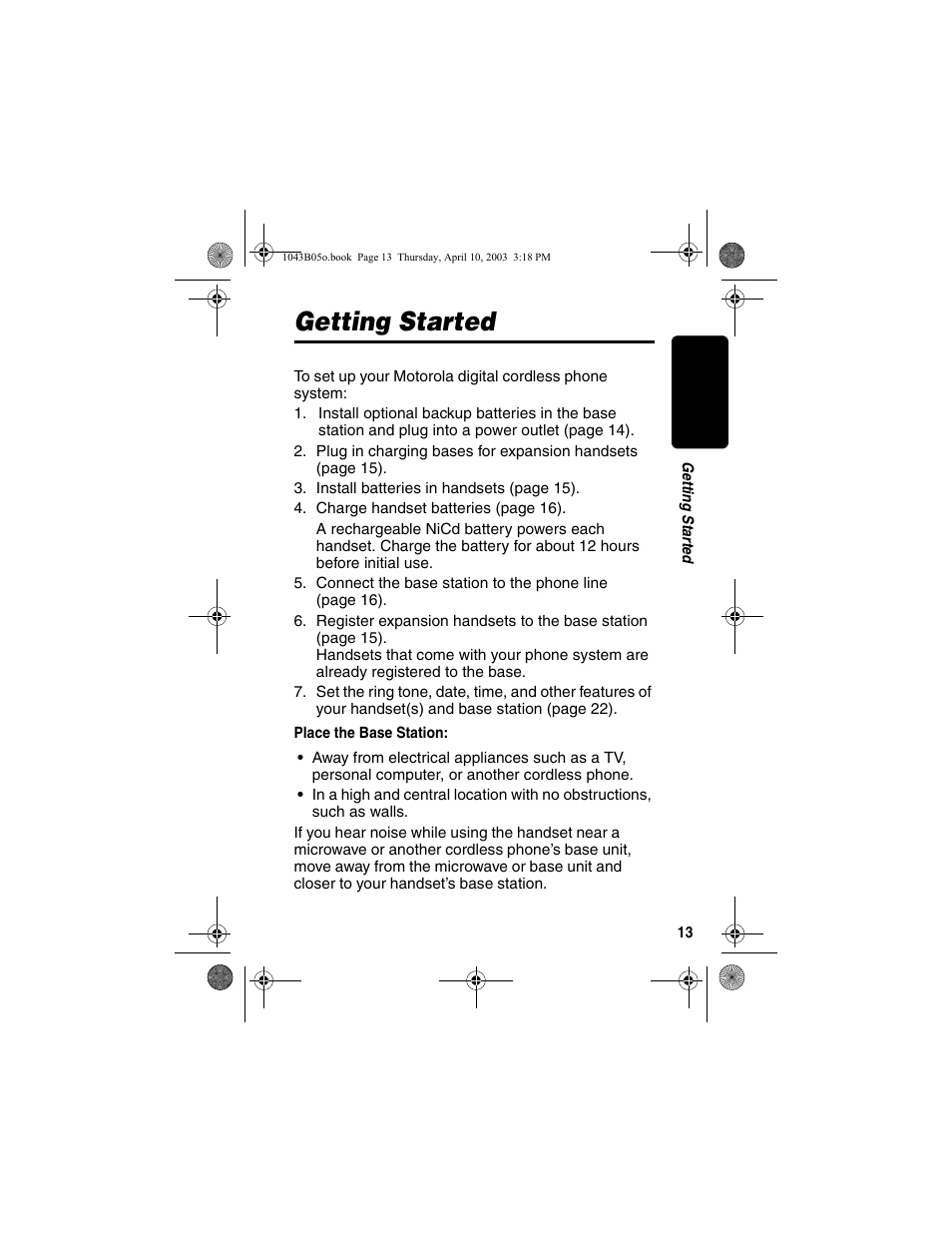 Getting started | Motorola MD480 User Manual | Page 15 / 64