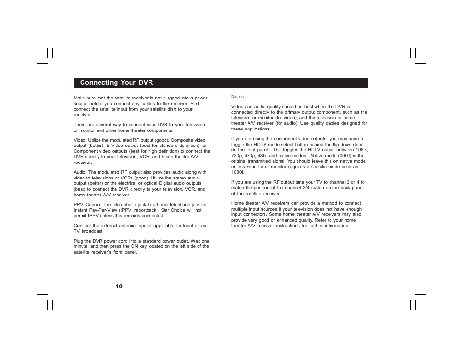 Connecting your dvr | Motorola DVR530 User Manual | Page 10 / 44