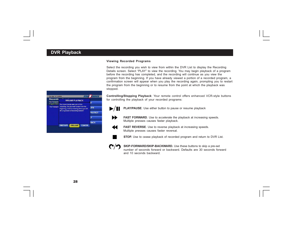 Dvr playback | Motorola DVR530 User Manual | Page 28 / 44