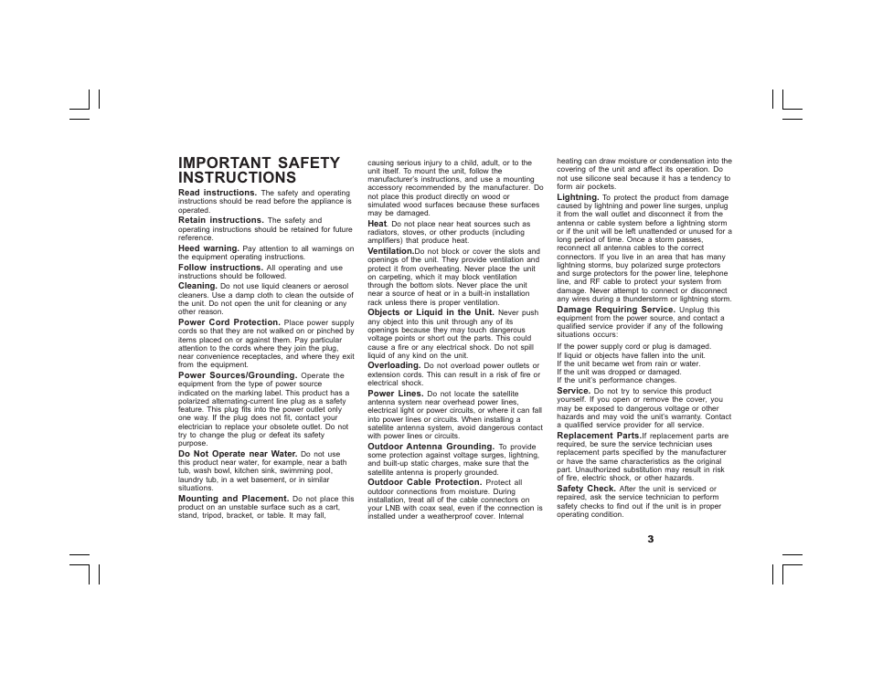 Important safety instructions | Motorola DVR530 User Manual | Page 3 / 44