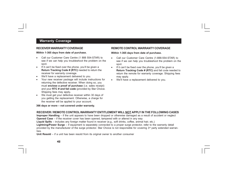 Warranty coverage | Motorola DVR530 User Manual | Page 42 / 44