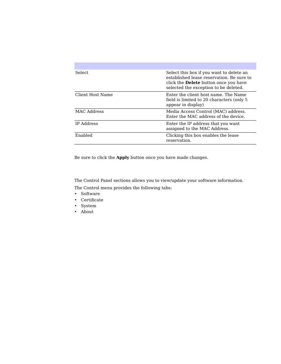 Control panel | Motorola CPEI 890 User Manual | Page 36 / 55