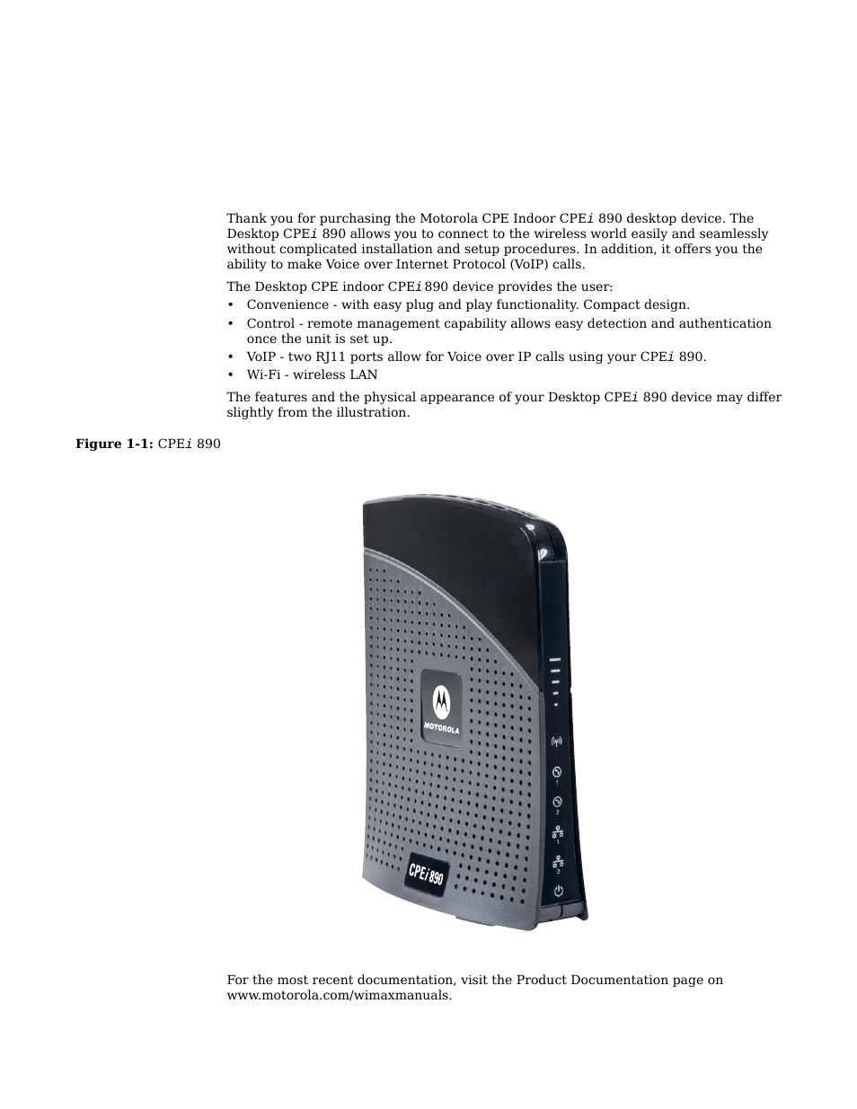 Chapter 1: desktop cpe i 890 user guide, Overview | Motorola CPEI 890 User Manual | Page 4 / 55