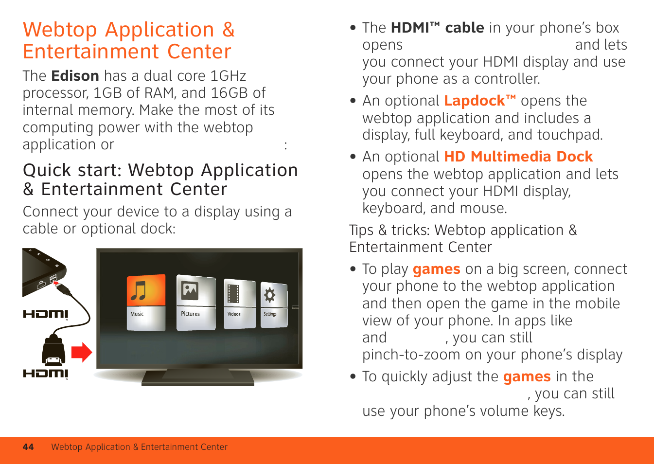 Webtop application & entertainment center | Motorola ATRIX 4G User Manual | Page 46 / 88