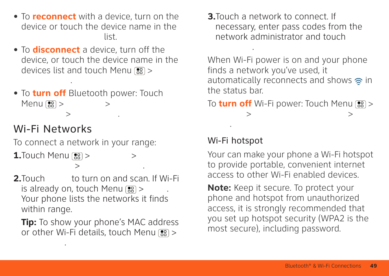 Wi-fi networks | Motorola ATRIX 4G User Manual | Page 51 / 88
