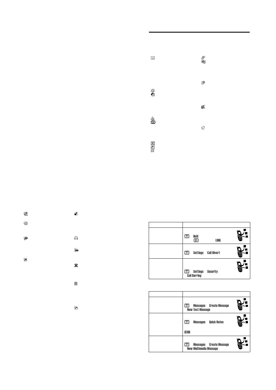 Phone features, Menu map, Feature quick reference | Calling features messages, Main menu e, Settings menu l, Dial next number, press n , press the | Motorola E1000 User Manual | Page 25 / 32