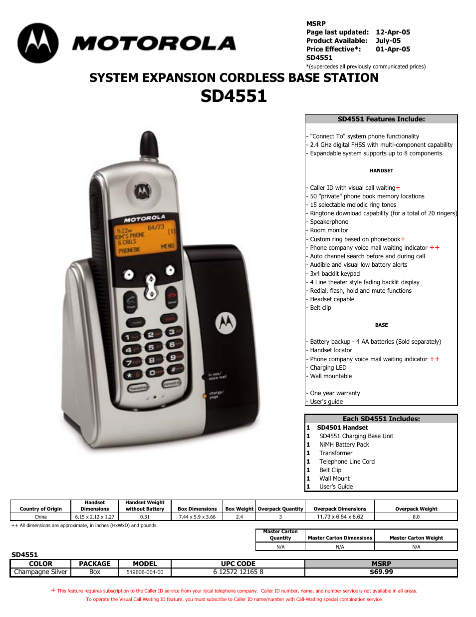 Motorola SD4551 User Manual | 1 page