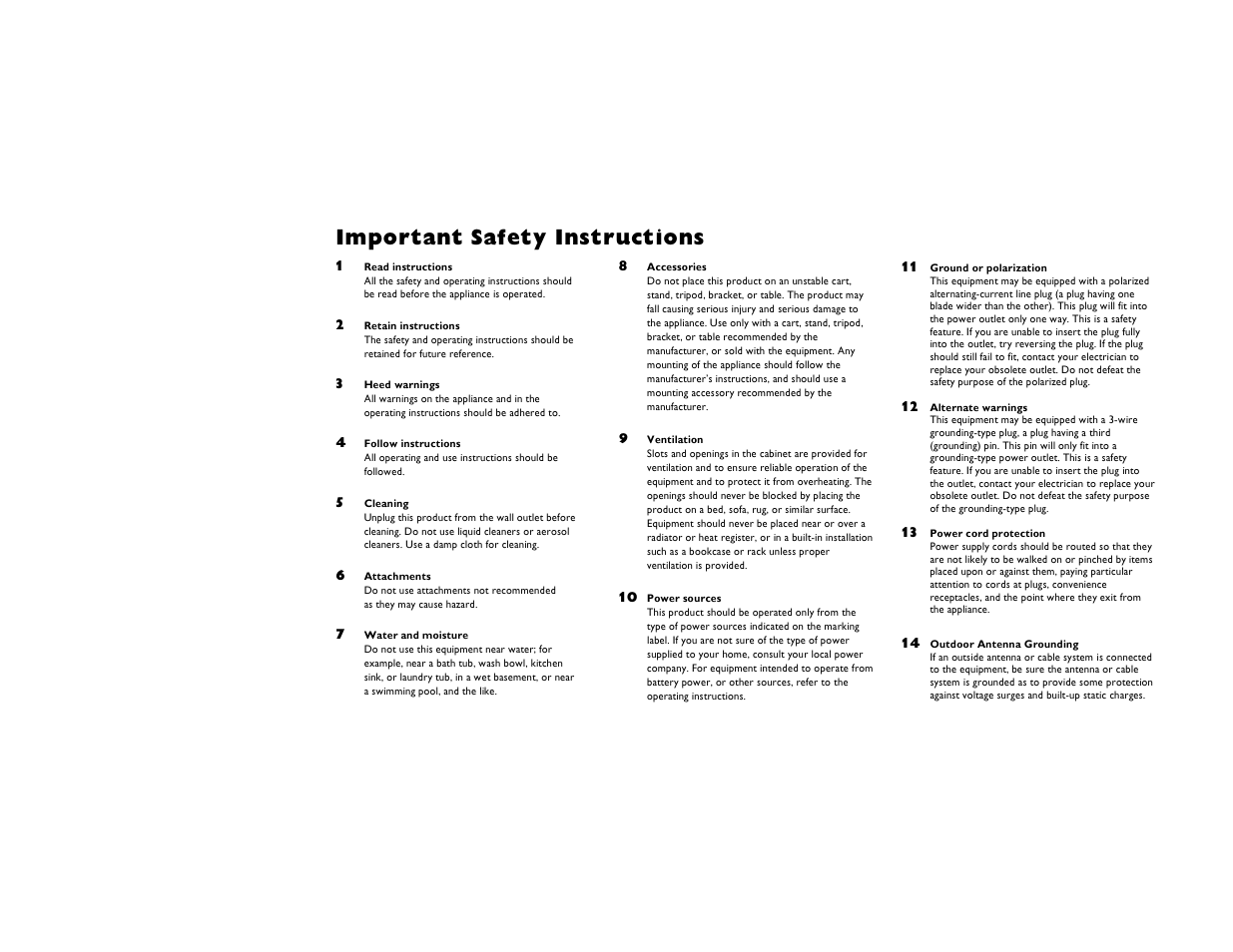 Important safety instructions | Motorola DIGITAL CABLE RECEIVER DCT2500 User Manual | Page 3 / 37